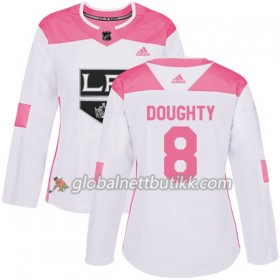 Los Angeles Kings Hockeydrakt Drew Doughty 8 2017-2018 Hvit Rosa Fashion Adidas Authentic - Dame